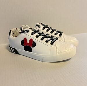 Disney Minnie Mouse Women’s Sneakers Size 8 White Black Red Low Top Lace Up